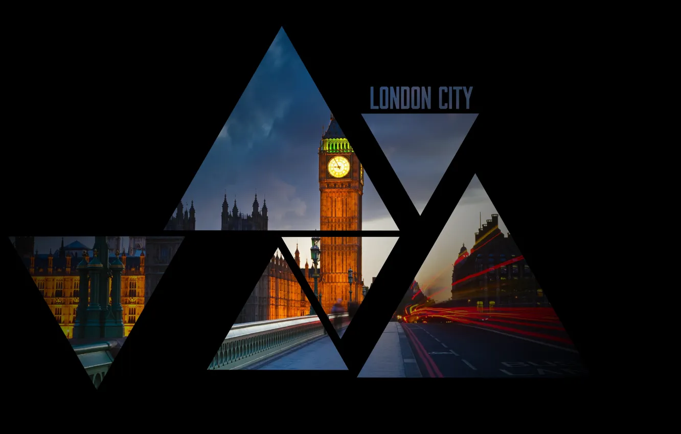 Photo wallpaper triangles, London, Big Ben, London, Big Ben