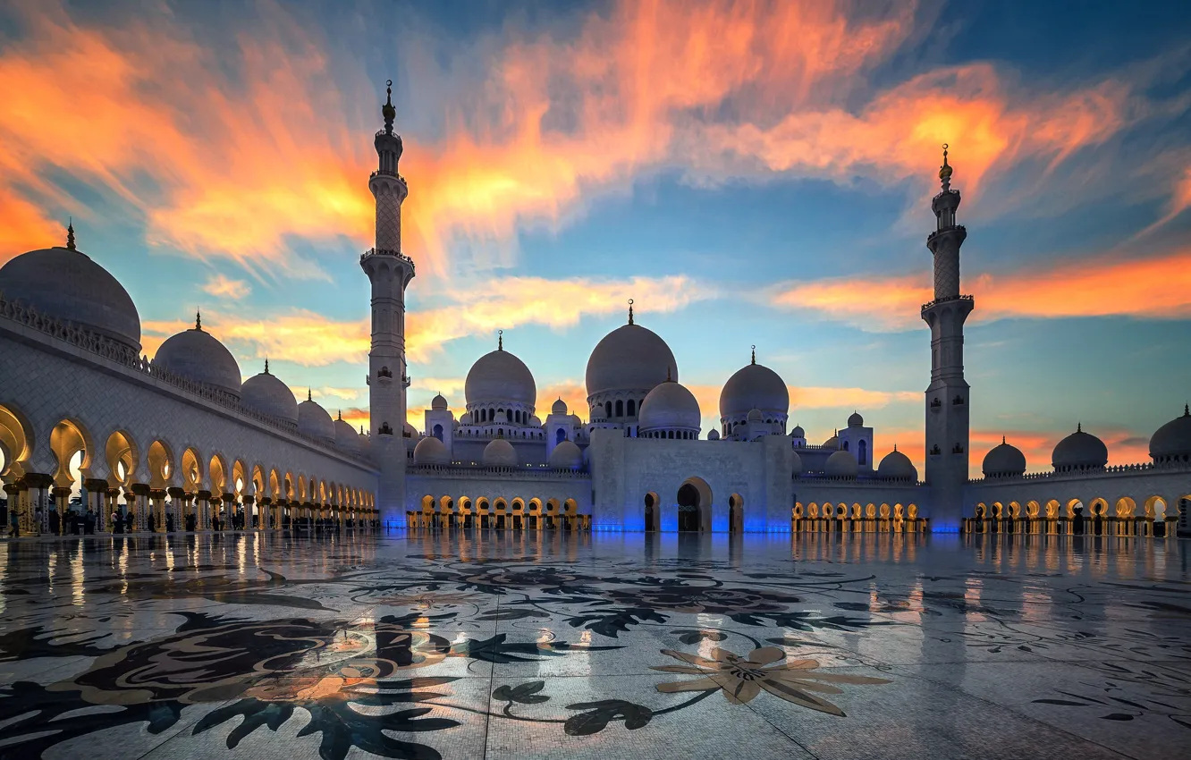 Photo wallpaper Abu Dhabi, Sheikh Zayed Grand Mosque, United Arab Emirates
