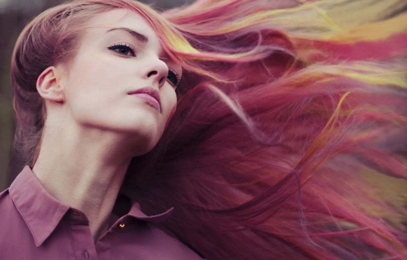 Photo wallpaper girl, hair, neck