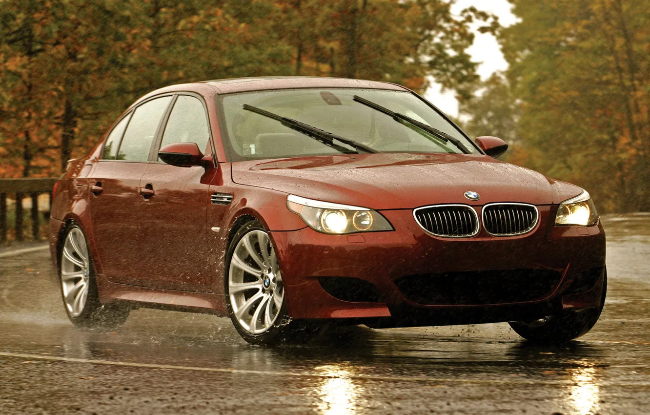 Photo wallpaper road, red, markup, BMW, BMW, red, Blik, side view