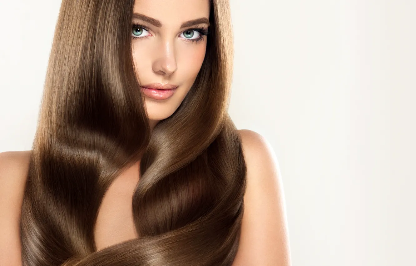 Photo wallpaper eyes, look, girl, green, model, hair, makeup, hairstyle