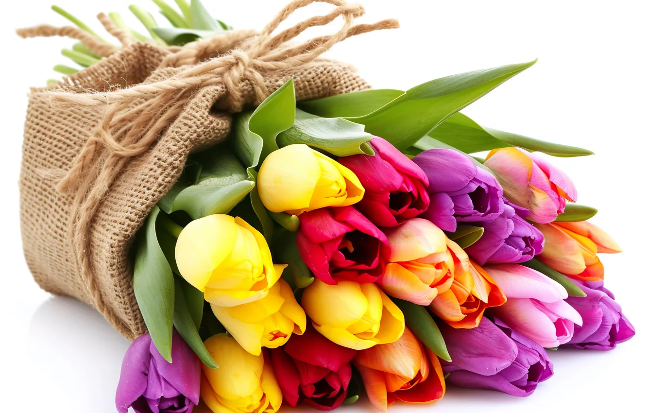 Photo wallpaper flowers, bouquet, colorful, tulips, flowers, tulips, spring, bouquet