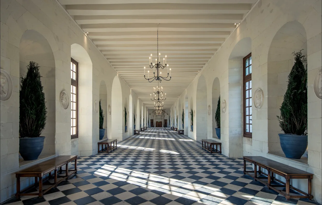 Photo wallpaper France, corridor, gallery, The Castle Of Chenonceau