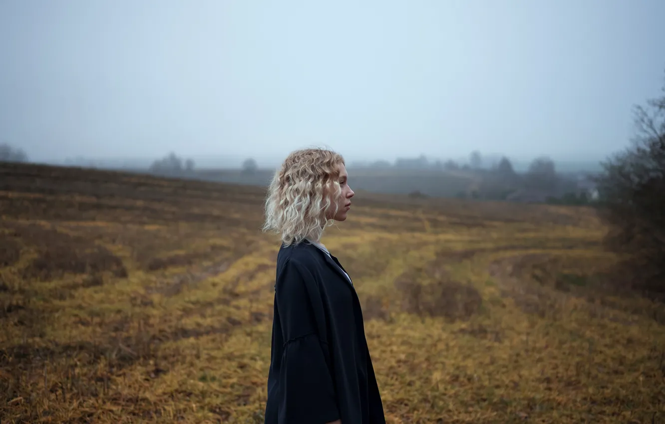 Photo wallpaper field, girl, profile, Aleks Five