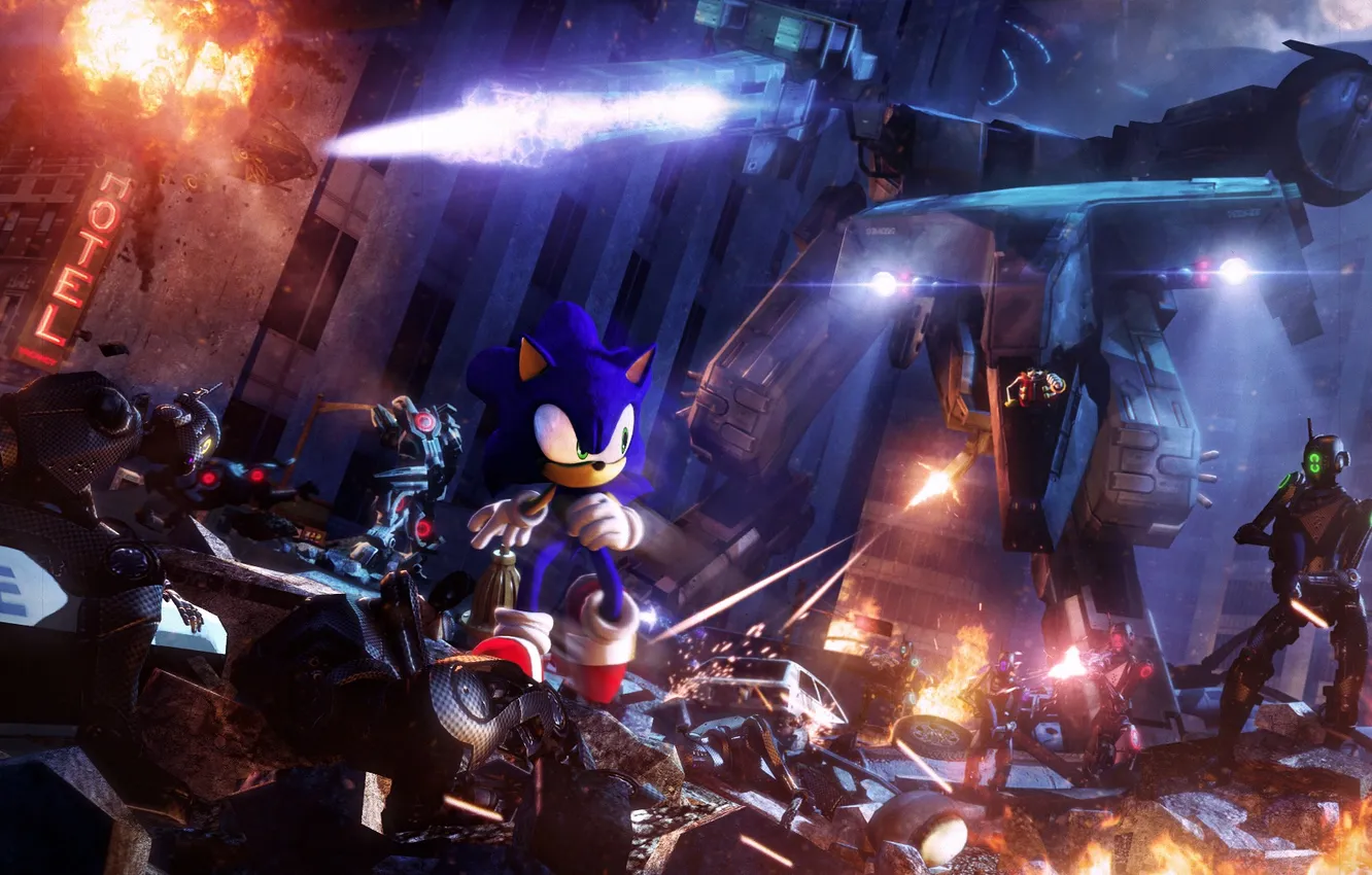 Photo wallpaper robot, sci-fi, digital art, Sonic, Judgment day, fan, Rail gun, miscellaneous