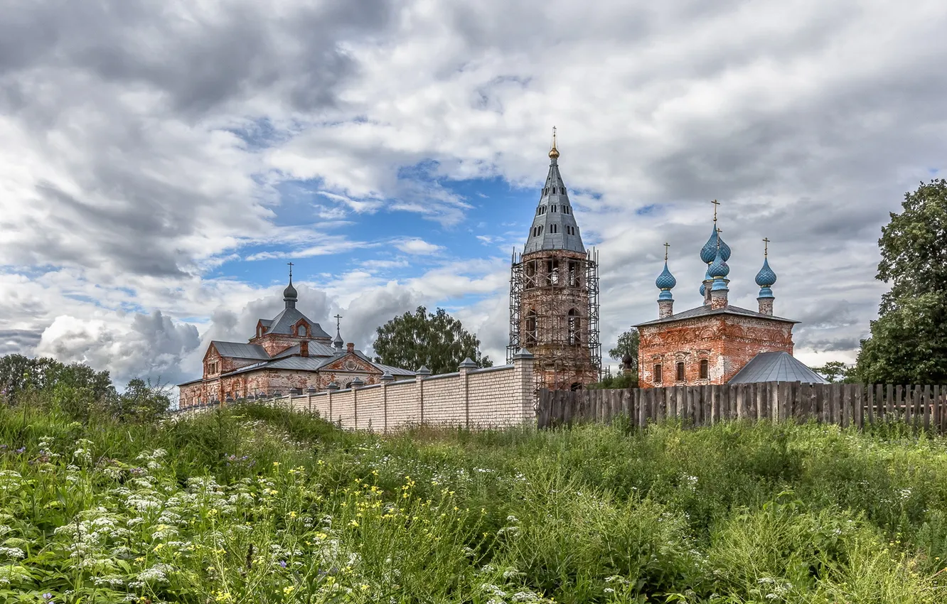 Photo wallpaper landscape, Village Introduction, The ensemble of churches