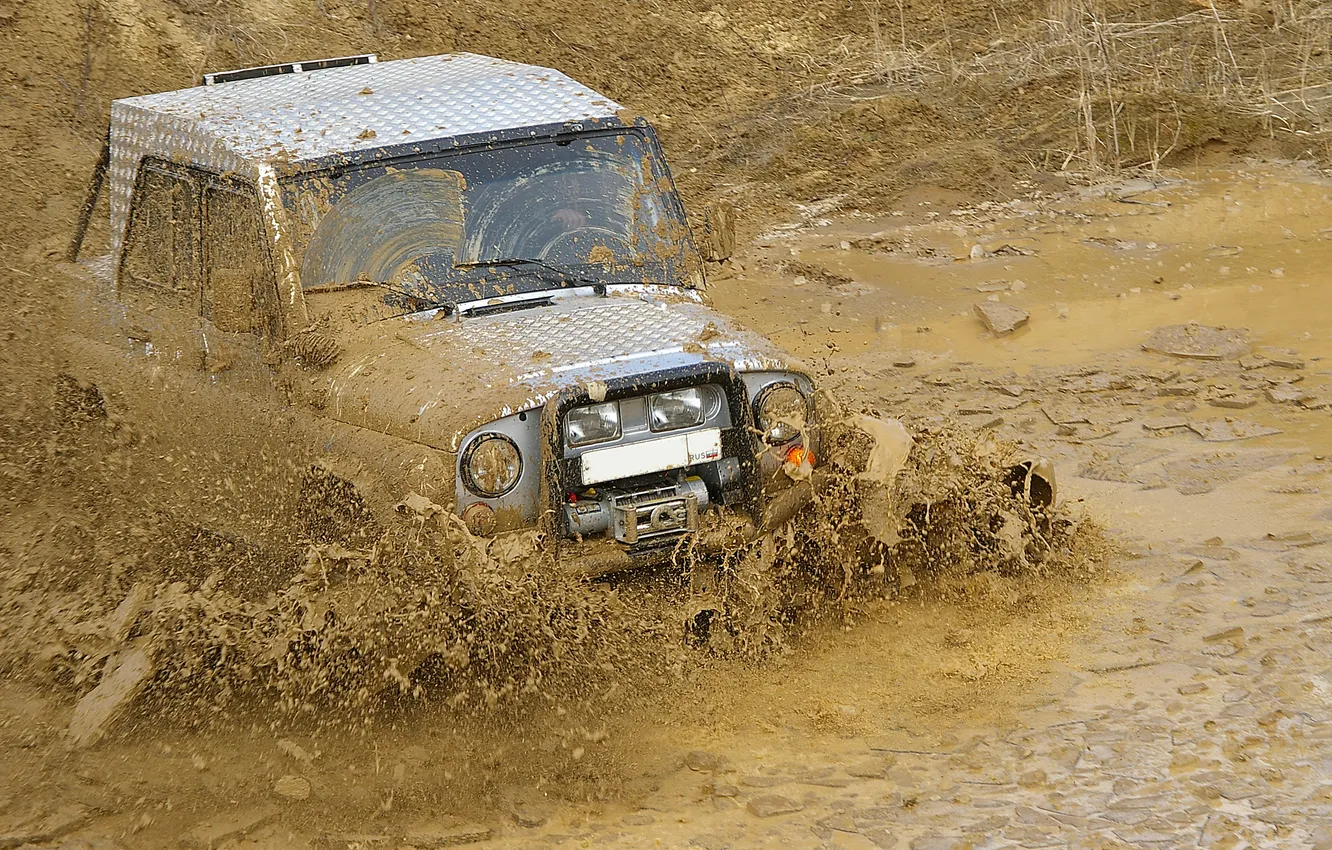 Photo wallpaper dirt, jeep, The roads, UAZ
