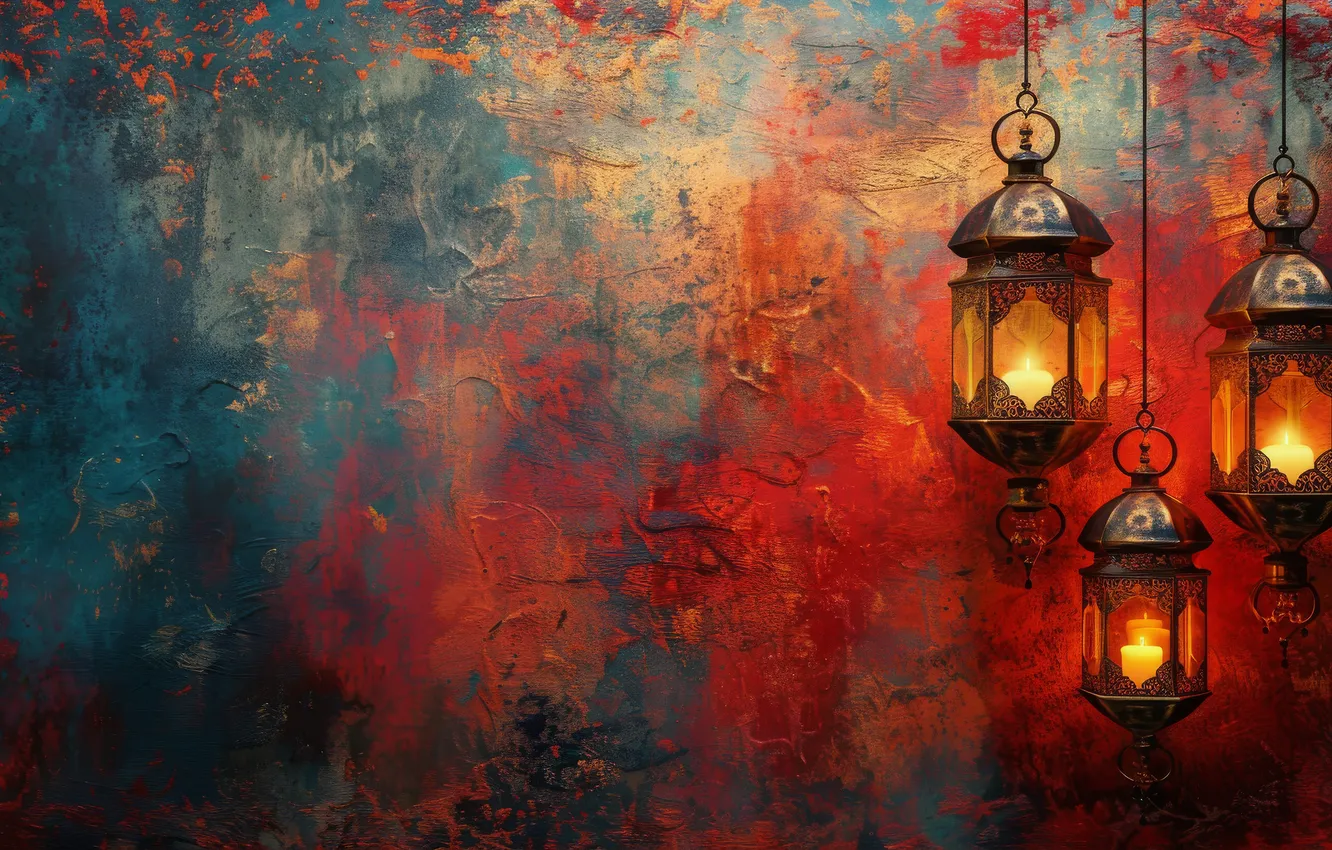 Photo wallpaper light, wall, paint, texture, candles, Christmas, lights, spot
