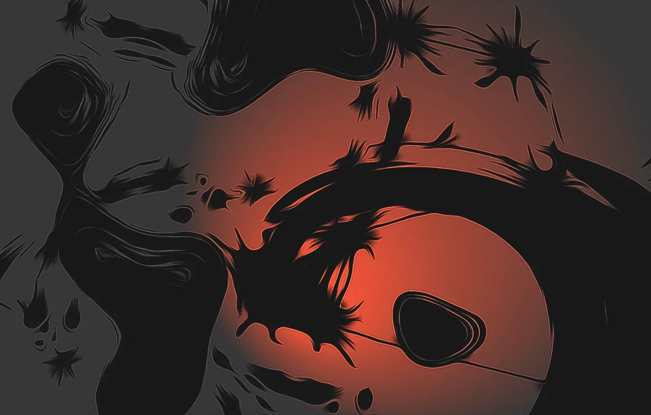 Photo wallpaper paint, black, glow, strokes