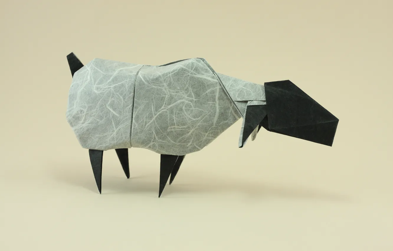 Photo wallpaper sheep, ears, origami, sheep, origami, ears, black head, black head