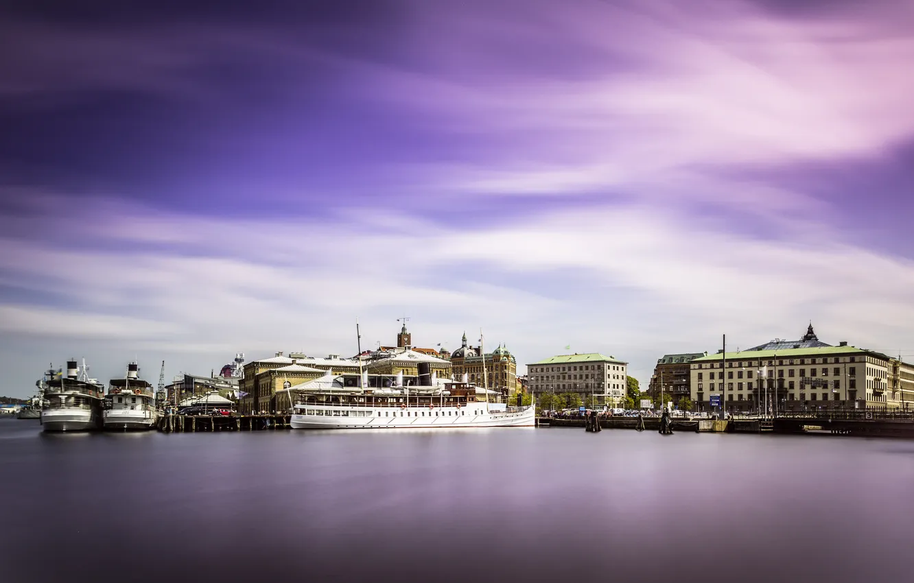 Photo wallpaper the city, ship, Sweden, promenade, Vastra Gotaland, Nordstaden, Gothenburg, Sweden SE