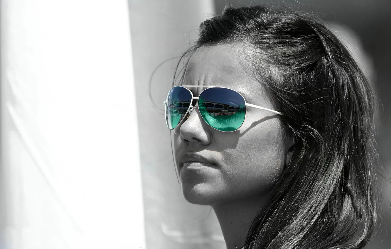 Photo wallpaper white, colorful sunglasses, Black