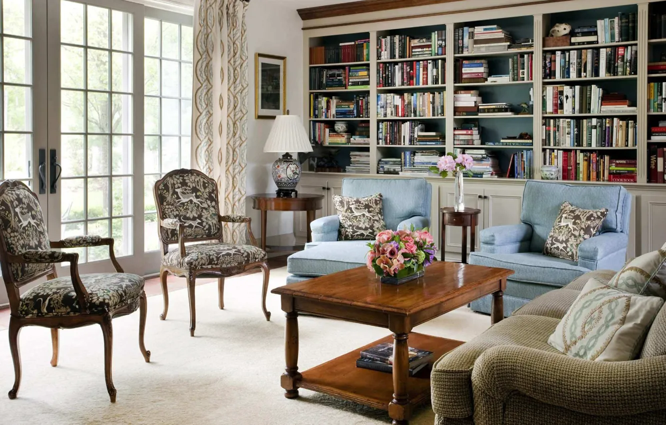 Photo wallpaper design, style, room, interior, library, living room, by SV design, classic living room