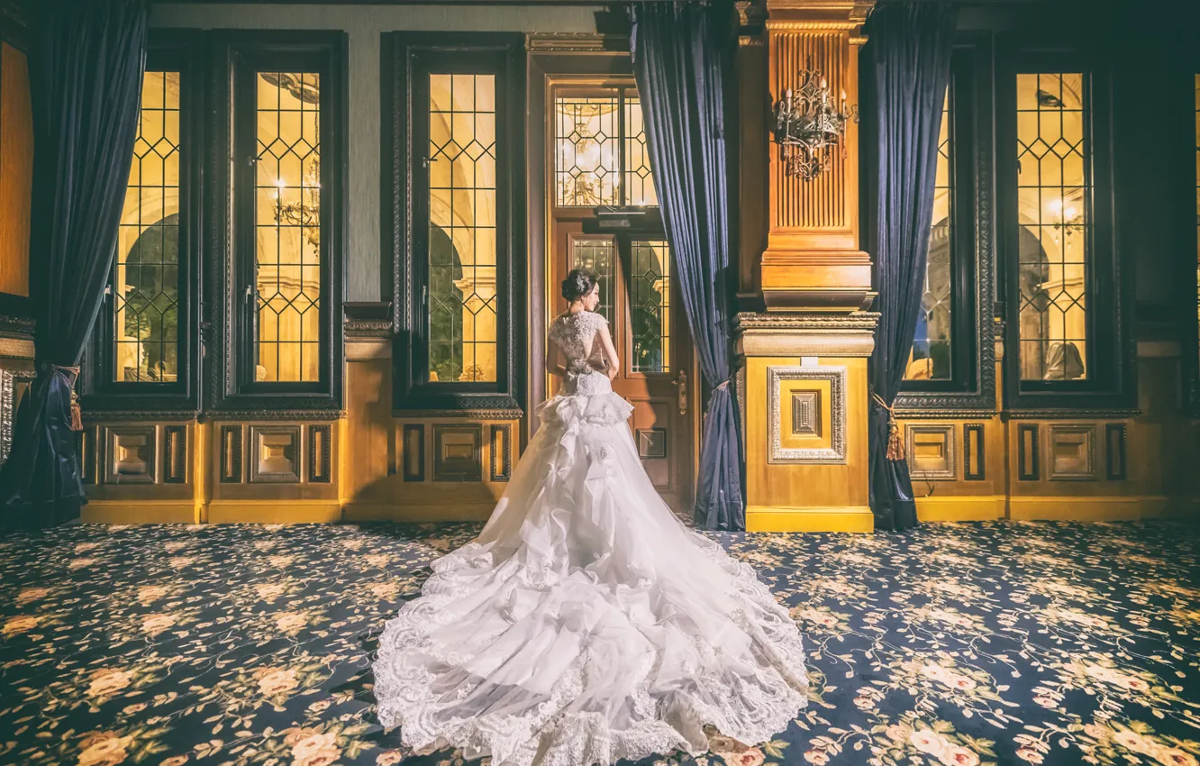 Photo wallpaper girl, face, style, hair, dress, Palace