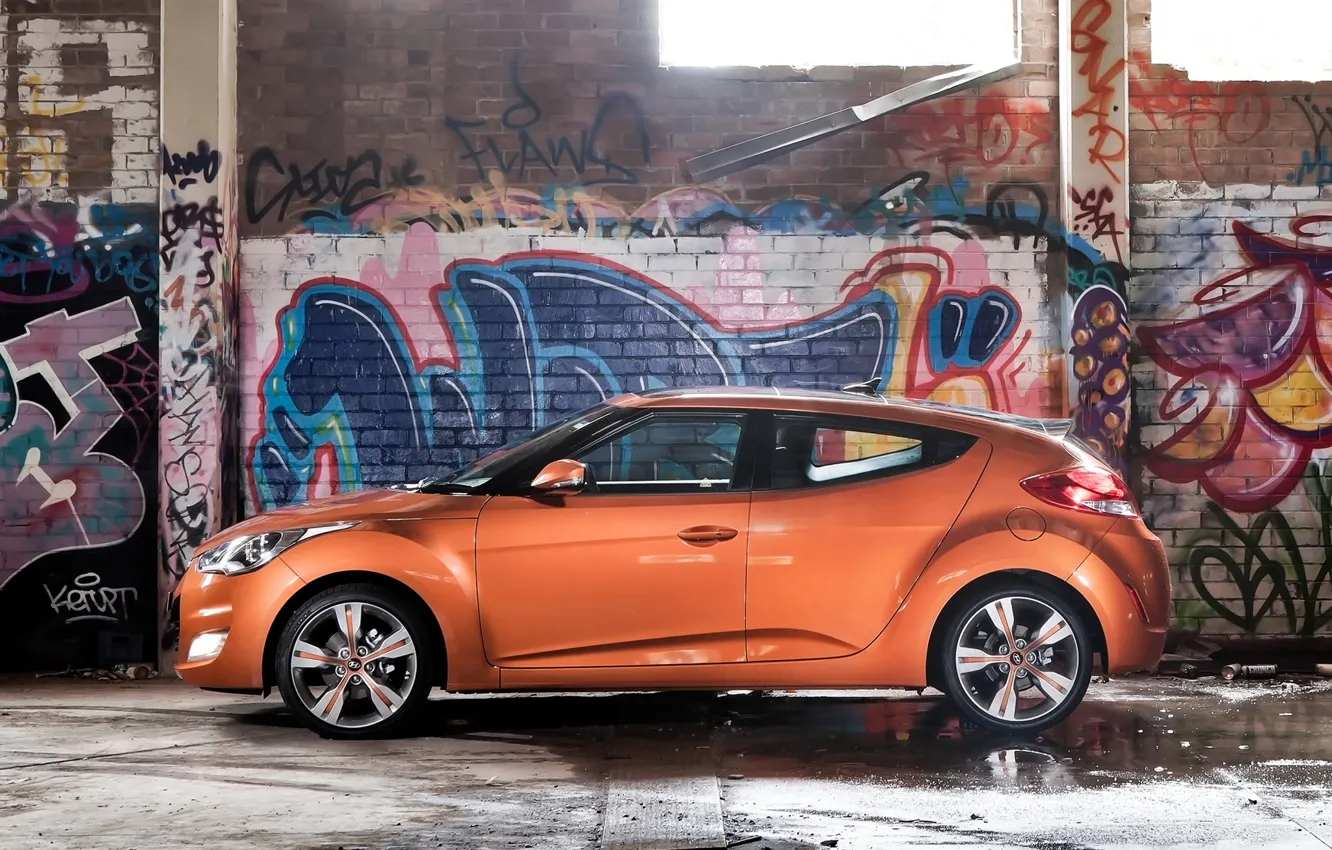 Photo wallpaper machine, Hyundai, side view, Veloster