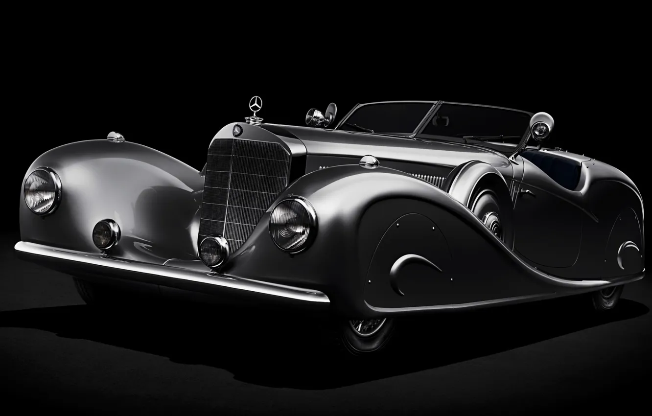 Photo wallpaper retro, Roadster, Mercedes-Benz, Mercedes, twilight, by Erdmann &Rossi, 1936, 500K