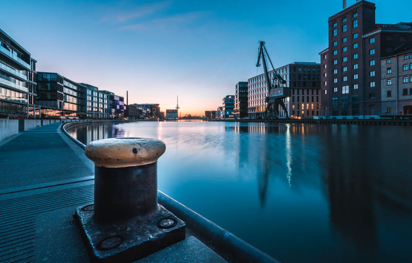 Photo wallpaper the city, Sunrise, The City Harbour Of Münster