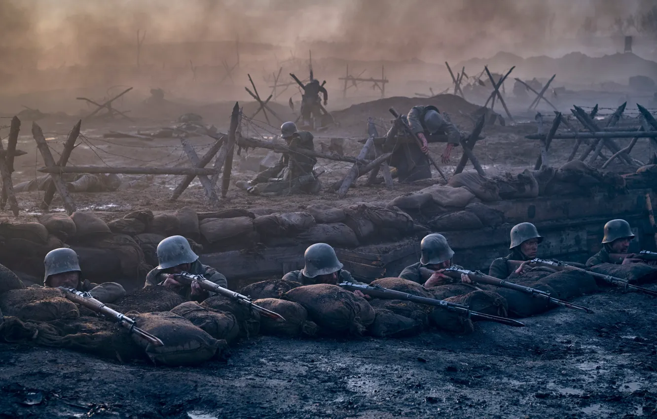 Photo wallpaper Germany, soldiers, rifle, action, history, drama, military, the Germans