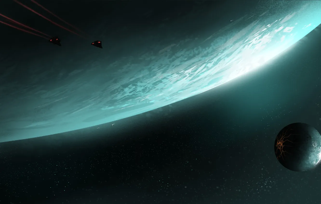 Photo wallpaper space, ship, planet, satellite, art, Elite, Dangerous, Ashley Barley
