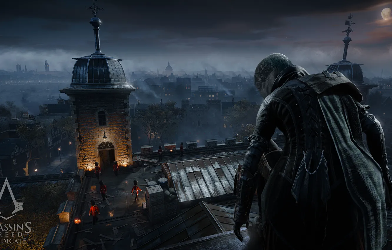Photo wallpaper London, Night, The game, Assassins Creed, Hood, Game, Assassin, Syndicate