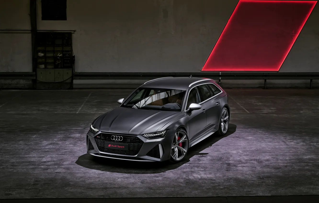 Photo wallpaper Audi, the room, universal, RS 6, 2020, 2019, dark gray, V8 Twin-Turbo