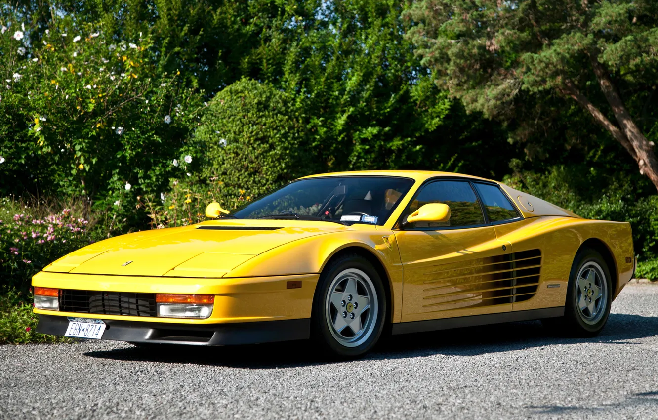 Photo wallpaper yellow, Ferrari, Ferrari, Testarossa, 512, Testarossa