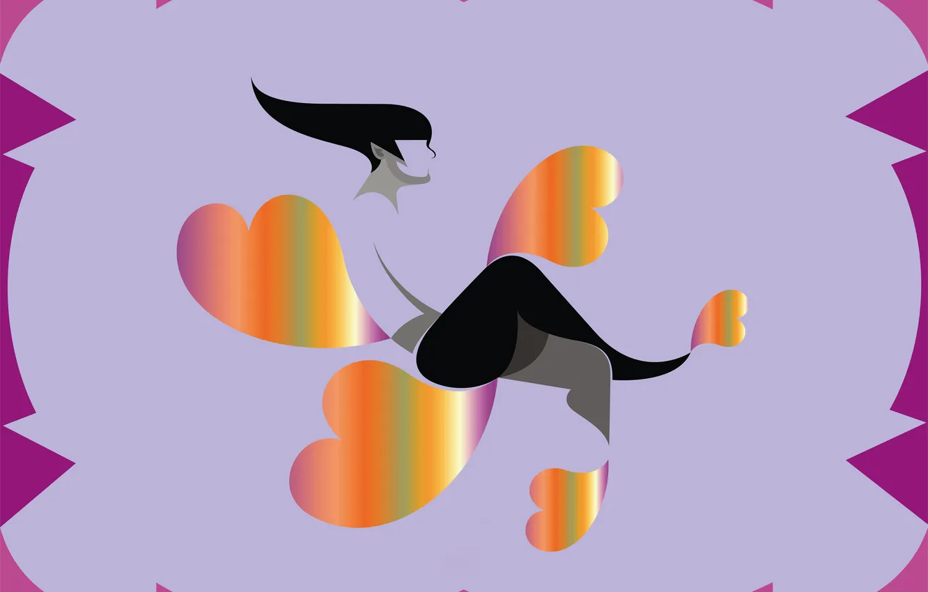 Photo wallpaper girl, pattern, heart, frame