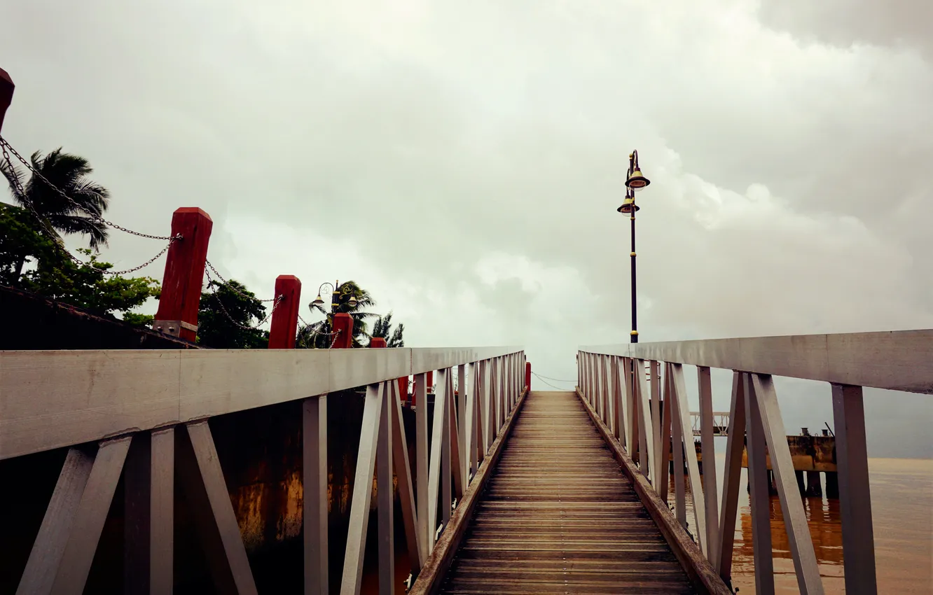 Photo wallpaper beach, bridge, mood, hope, cloudy, weather, small, kuantan