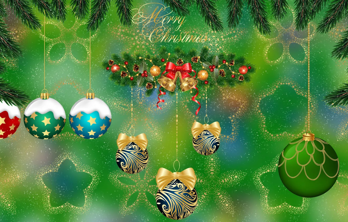 Photo wallpaper Graphics, Christmas, Bombki, Żyzcenia