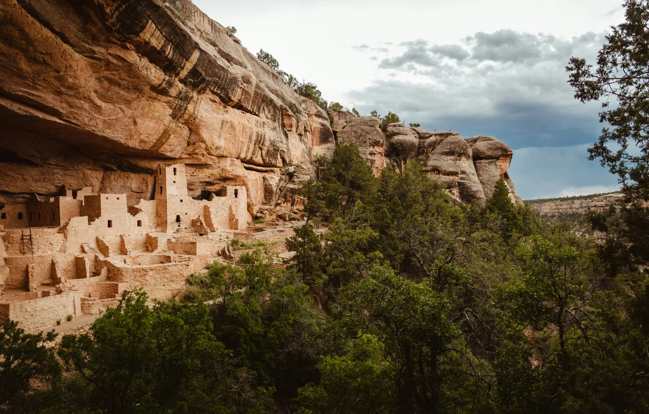 Photo wallpaper the sky, clouds, trees, mountains, nature, rocks, Colorado, USA