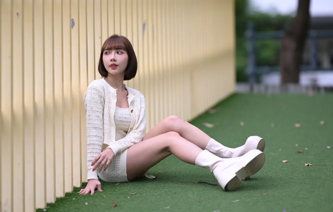 Photo wallpaper girl, legs, Asian, sitting