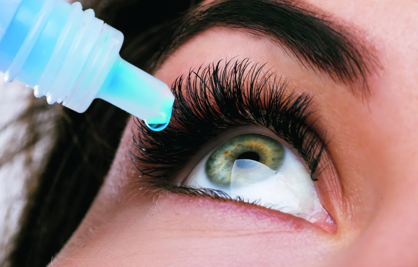Photo wallpaper girl, eyes, drop