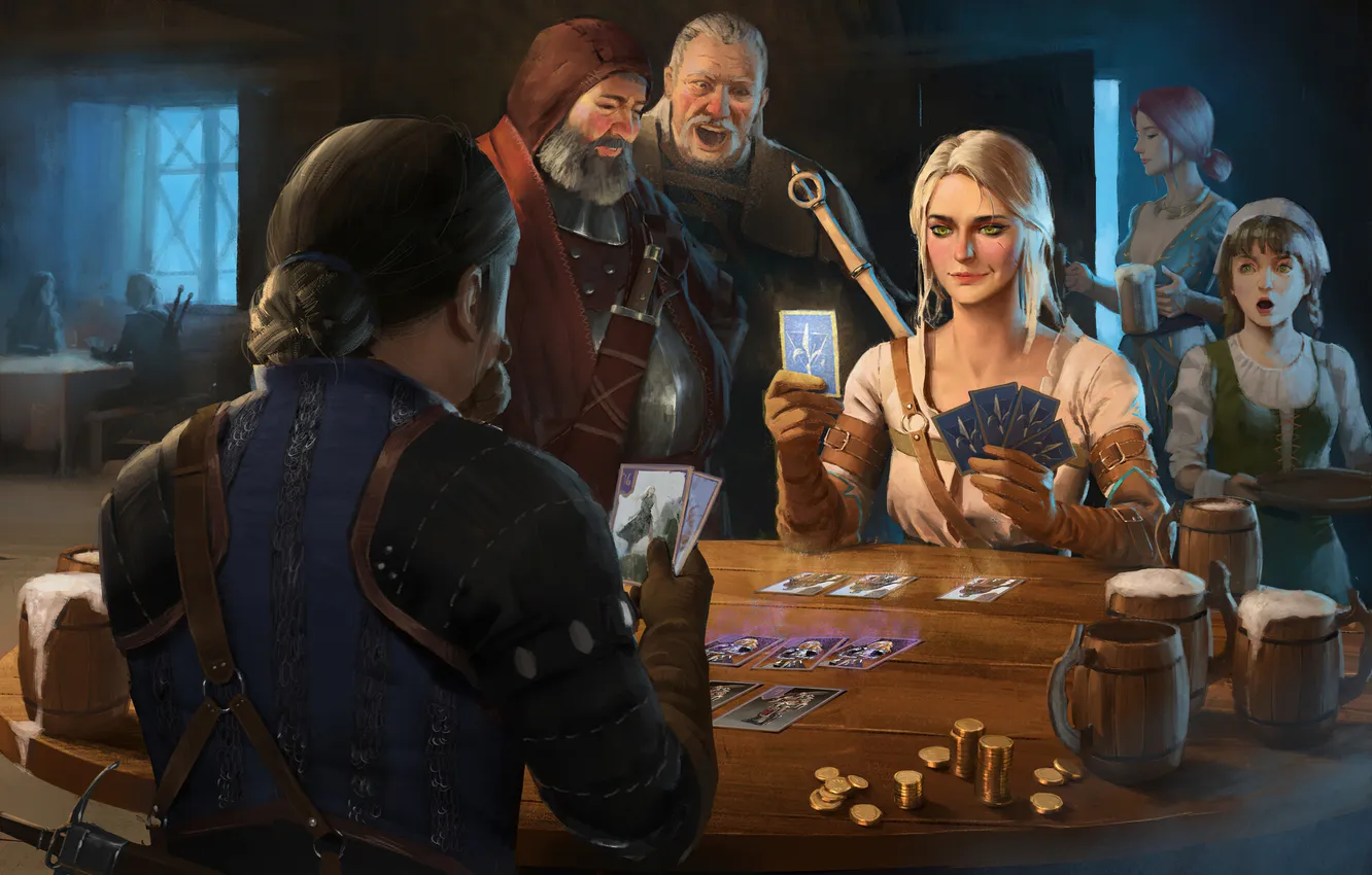 Photo wallpaper Triss Merigold, Geralt of Rivia, The Witcher 3 Wild Hunt, shock, Game Art, Cirilla, Vesemir, …