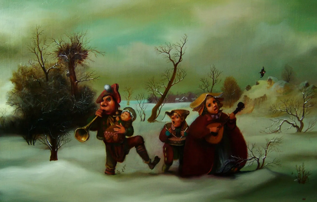 Photo wallpaper musicians, Surrealism, Lazarev I. A, Winter music