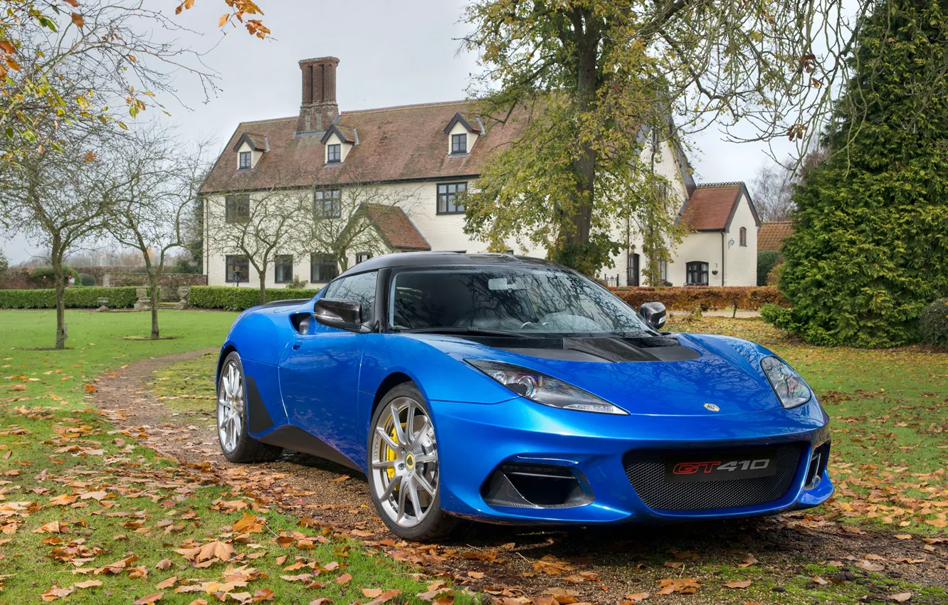 Photo wallpaper auto, autumn, blue, home, Lotus, Evora, GT410