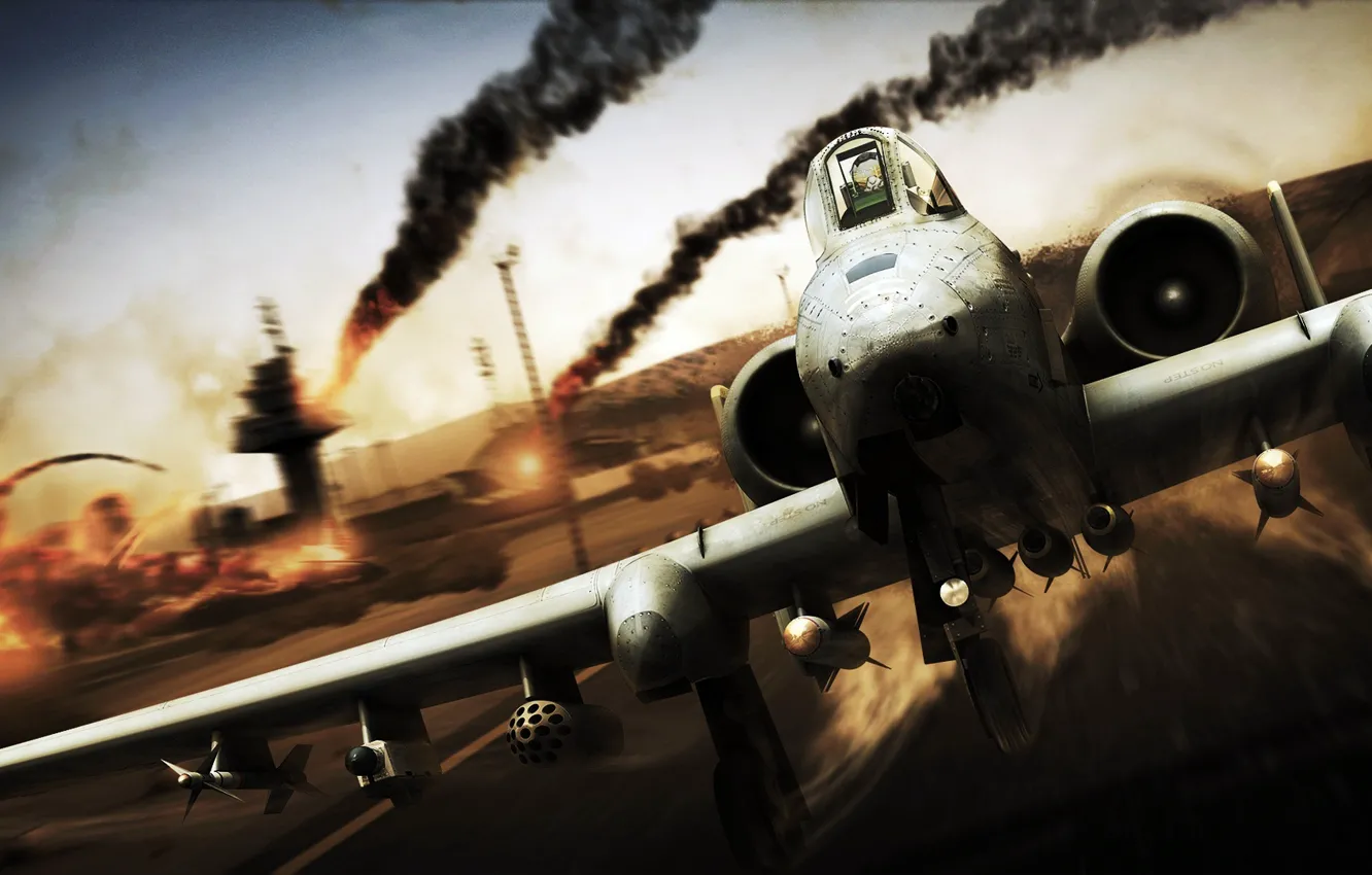 Photo wallpaper the explosion, rocket, fighter, the plane, Tom clancys hawx 2