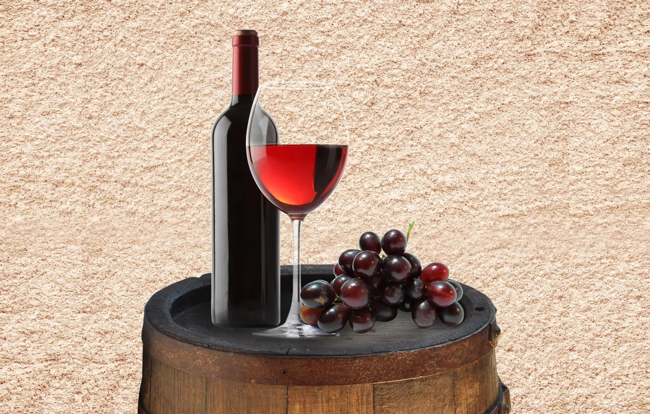 Photo wallpaper wine, grape, bottle, wine cup