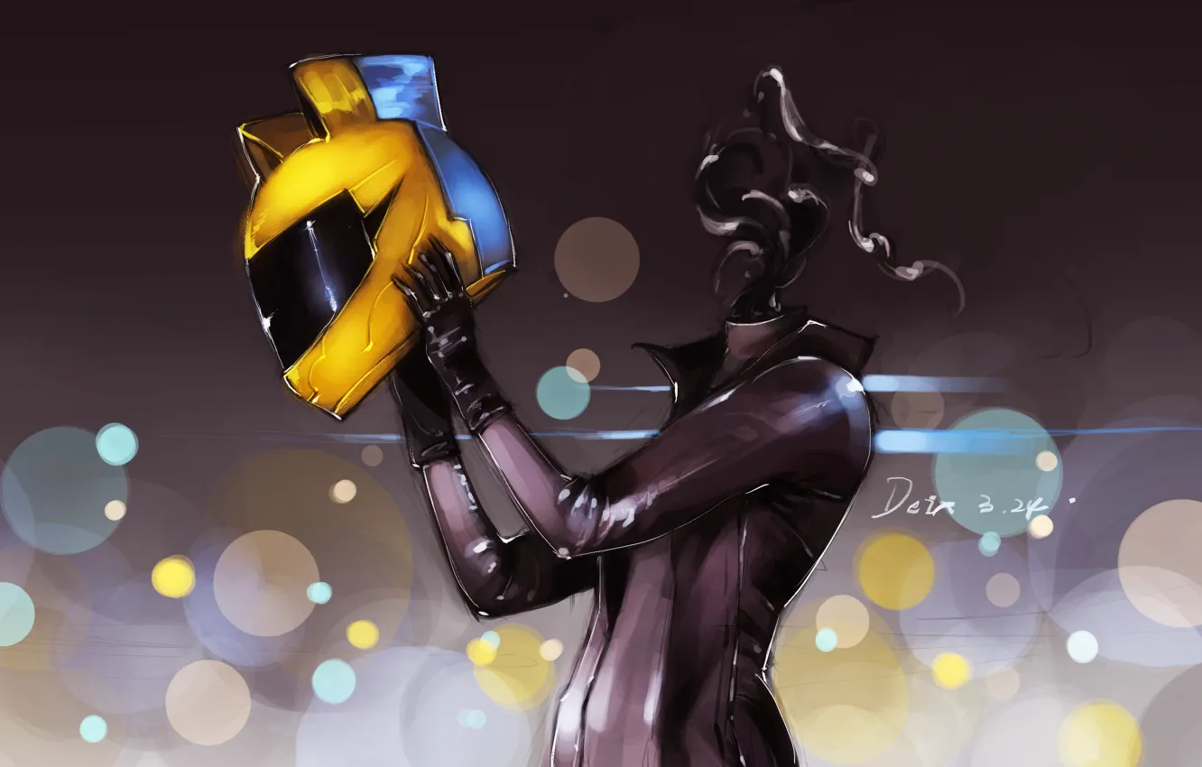 Photo wallpaper girl, magic, helmet, without a head, art, durarara!!, celty sturluson, Kaneko xz