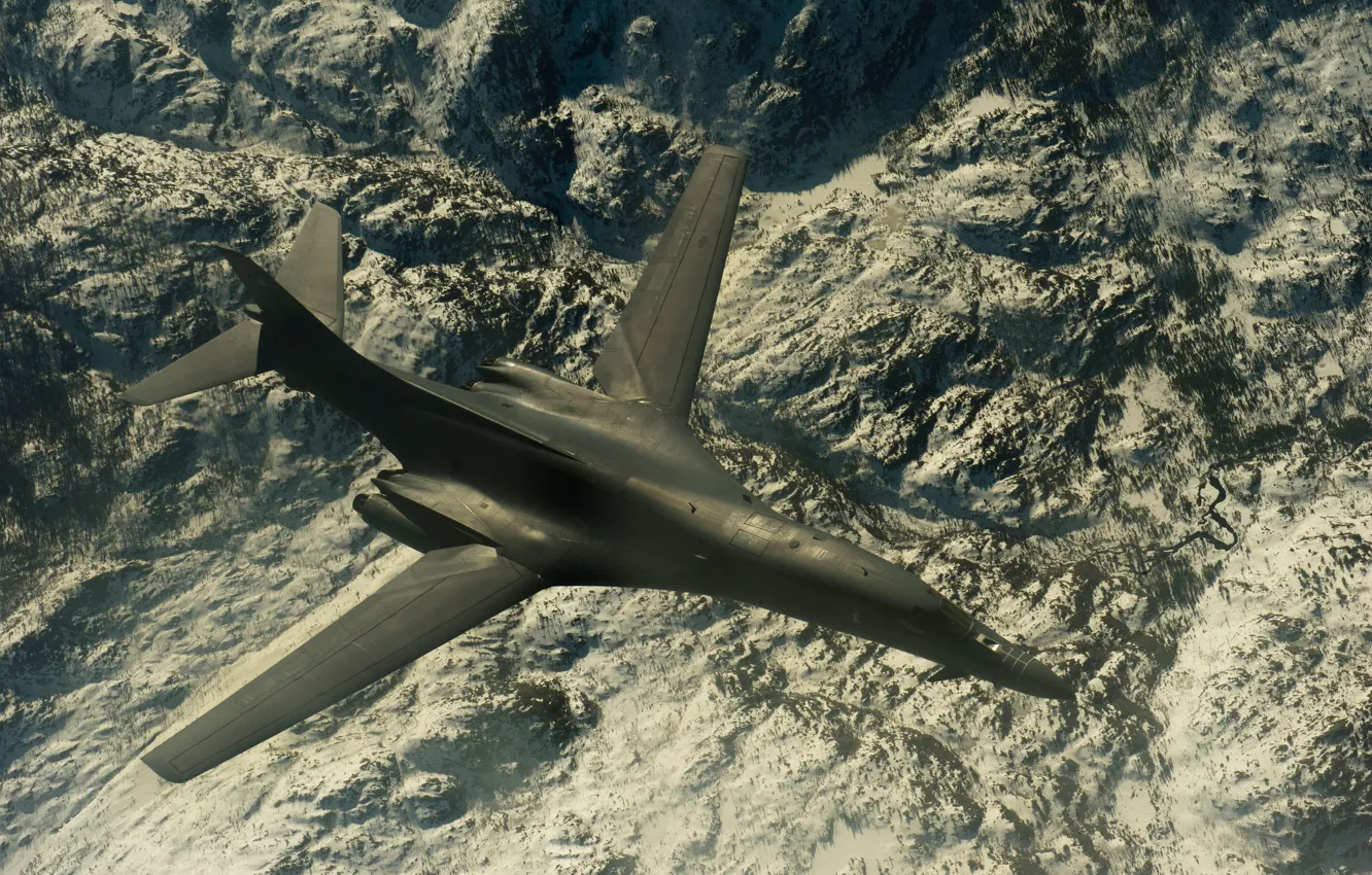 Photo wallpaper flight, landscape, Lancer, bomber, B-1B, strategic, supersonic
