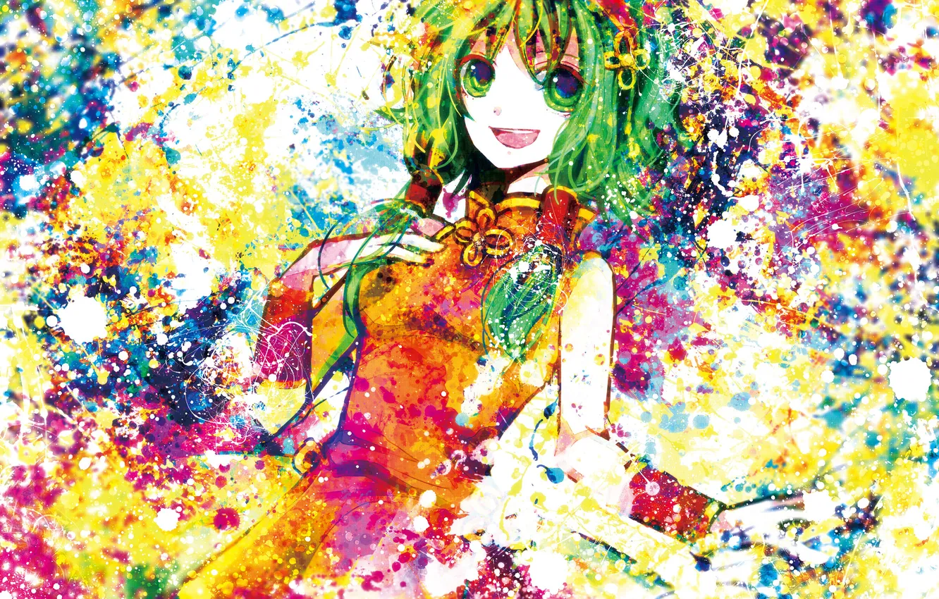 Photo wallpaper girl, smile, colorful, art, vocaloid, Vocaloid, gumi, sazanami shione