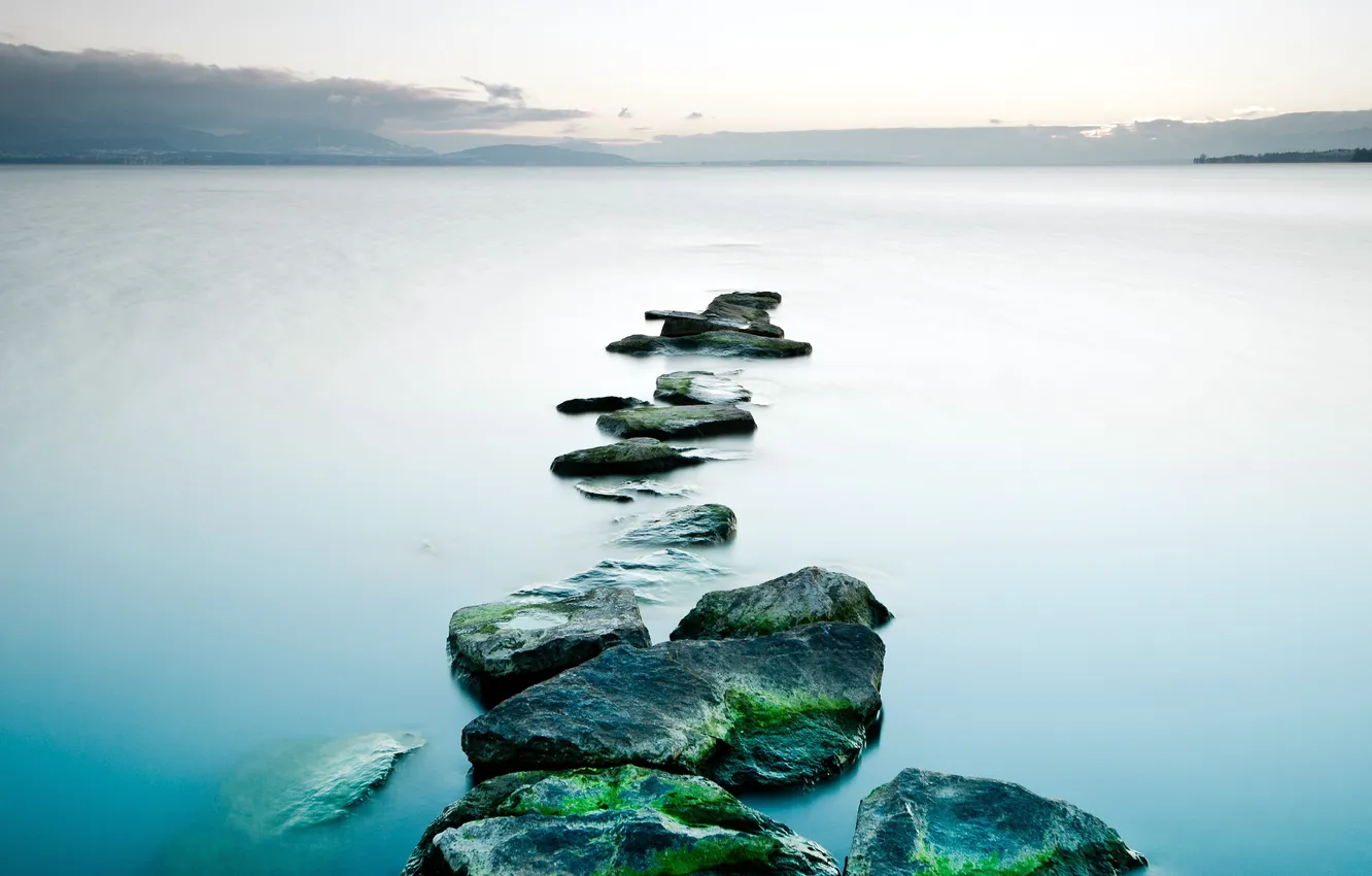 Photo wallpaper sea, landscape, stones