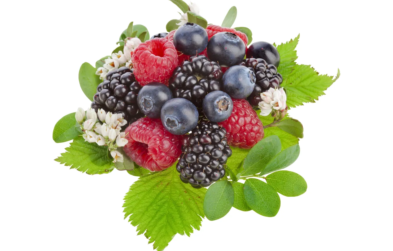 Photo wallpaper berries, raspberry, blueberries, BlackBerry