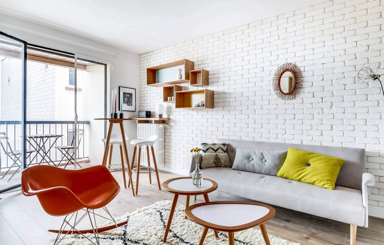 Photo wallpaper design, style, interior, balcony, living room