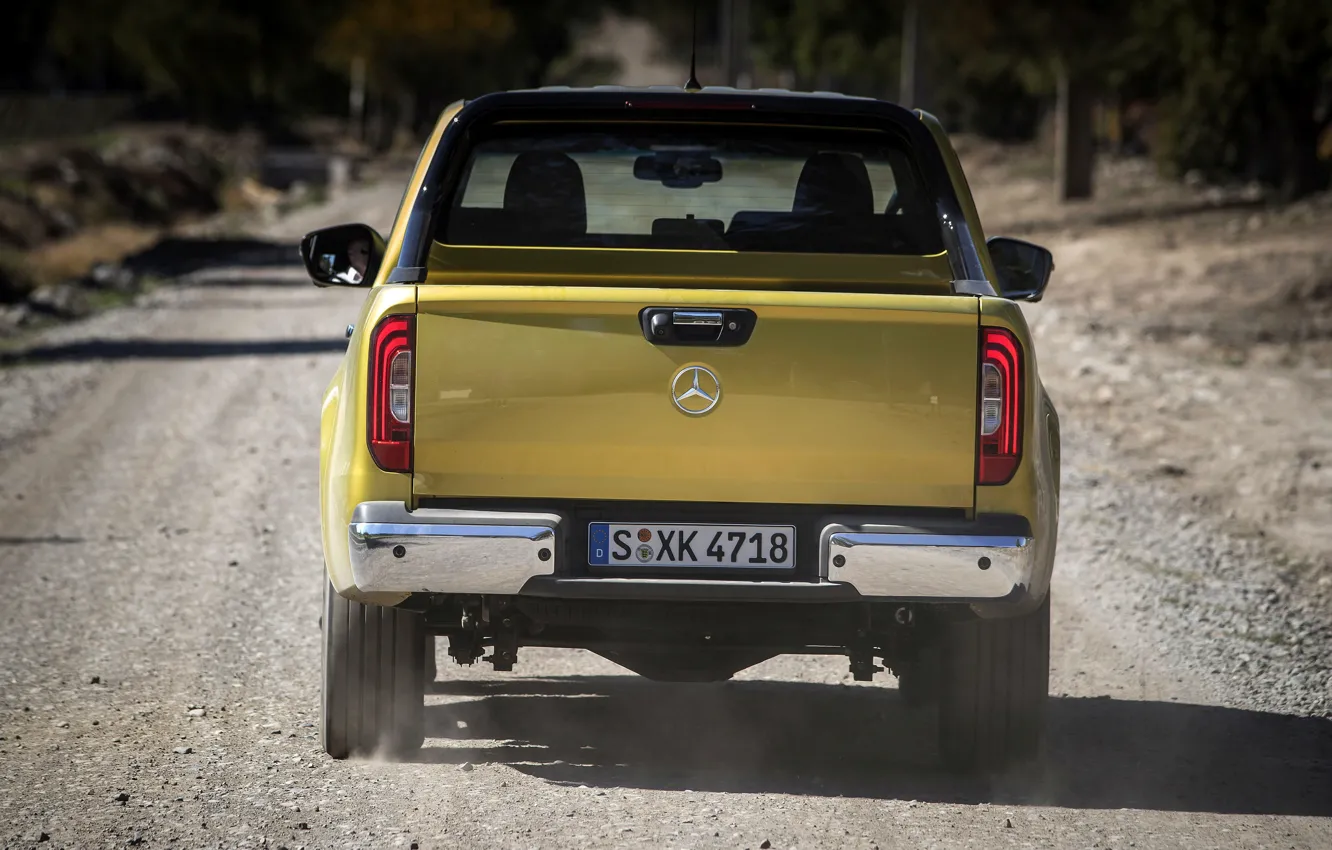 Photo wallpaper yellow, Mercedes-Benz, dust, body, rear view, pickup, primer, 2017