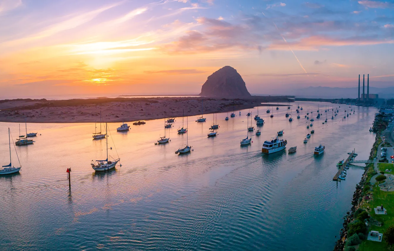 Photo wallpaper sea, the sky, the sun, clouds, sunset, rocks, dawn, shore