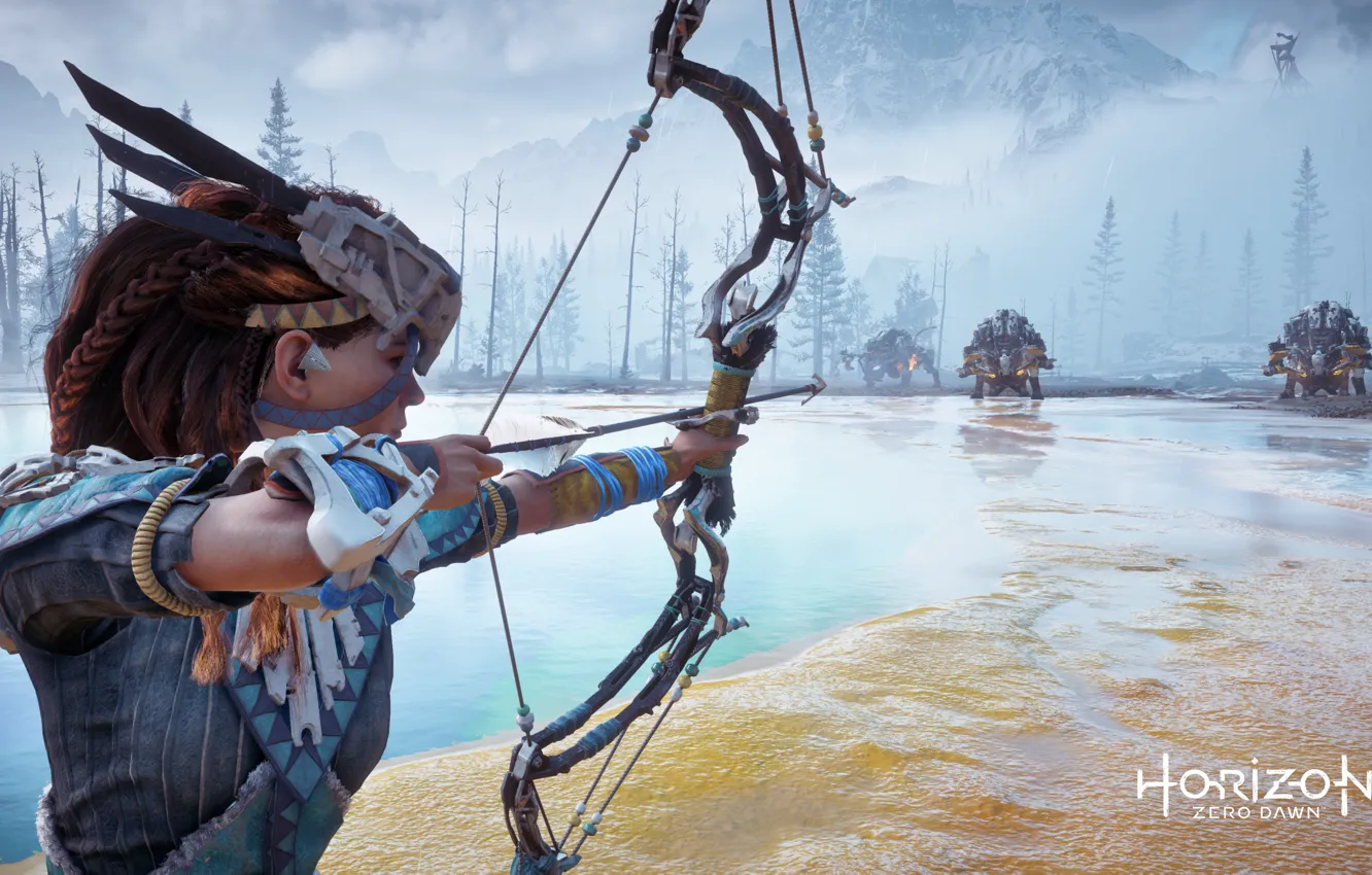 Photo wallpaper Playstation 4, Guerrilla Games, Aloy, Horizon Zero Dawn