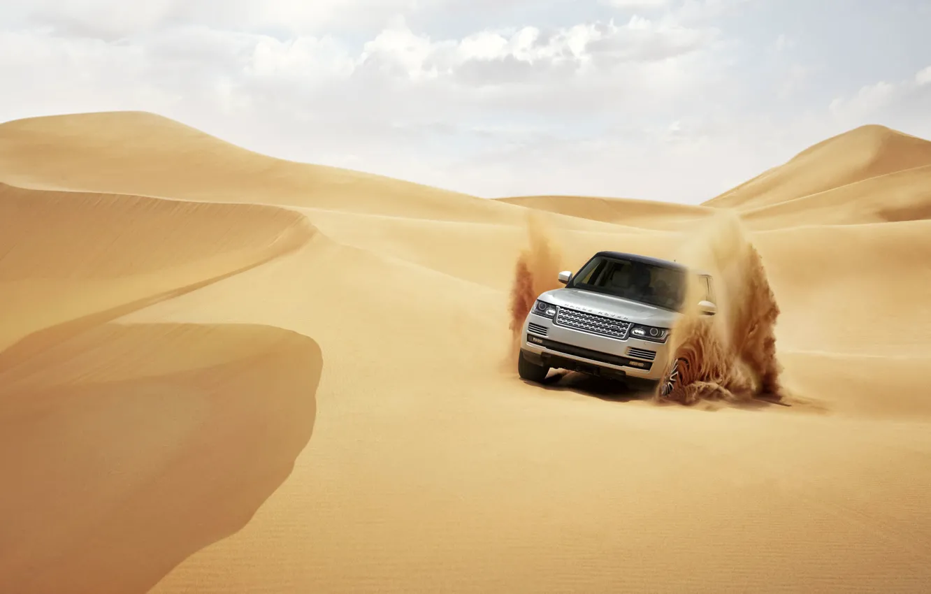 Photo wallpaper sand, desert, SUV, range rover