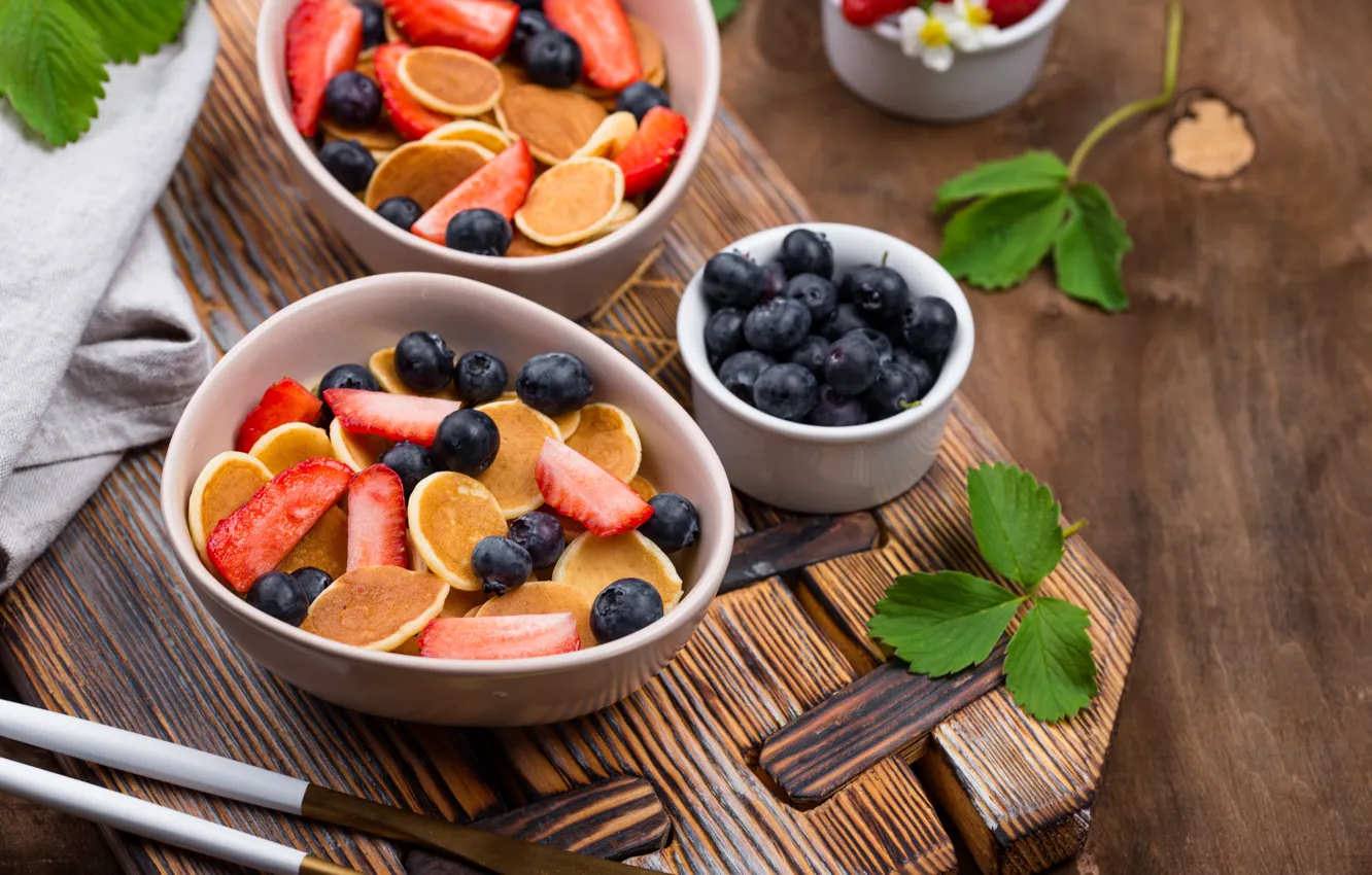 Photo wallpaper berries, Breakfast, pancakes, Yuliya Furman