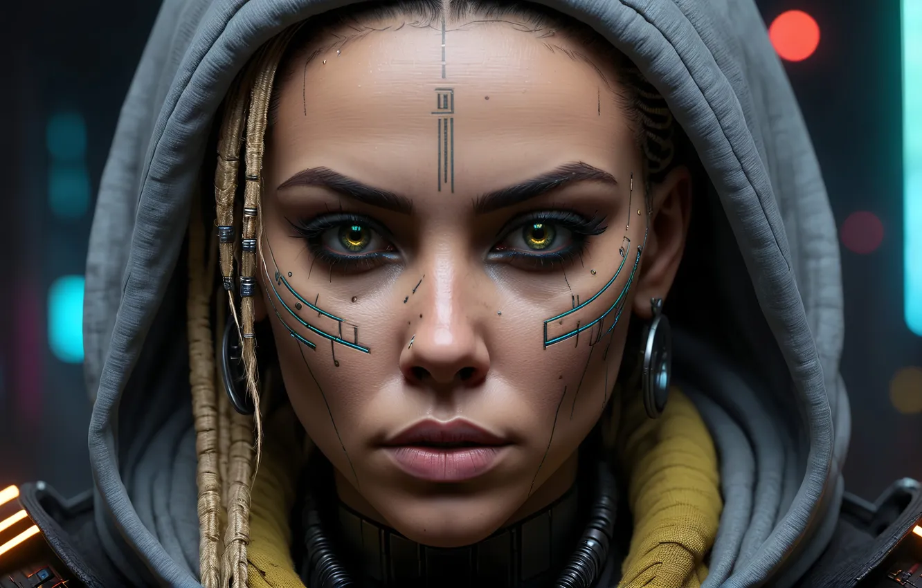 Photo wallpaper girl, face, 3D graphics