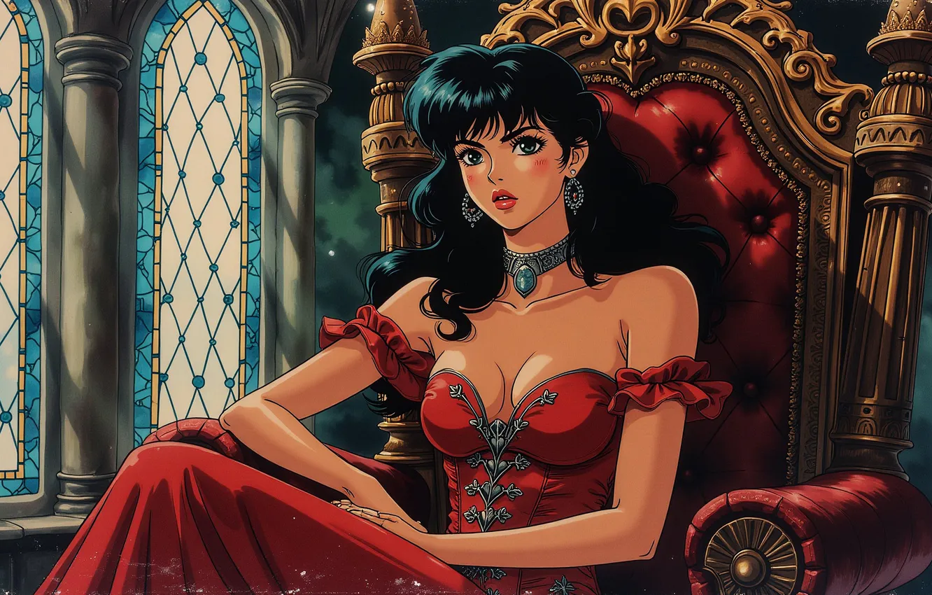 Photo wallpaper girl, chair, anime